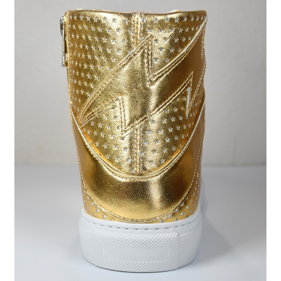 ZADIG & VOLTAIRE WOMEN NEW FLASH GOLD METALLIC LEATHER HIGH TOP SNEAKER. SZ 37/7 - Picture 10 of 15